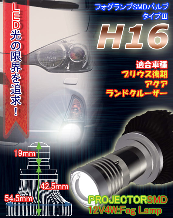 高輝度L.E.Dバルブ【360°SMDバルブ タイプ2 HB4】ホワイトスパーク6500K
